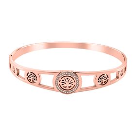 Weißer Zirkonia Armreif ca. 20 cm Reiner Edelstahl IP Rosa Plattierung