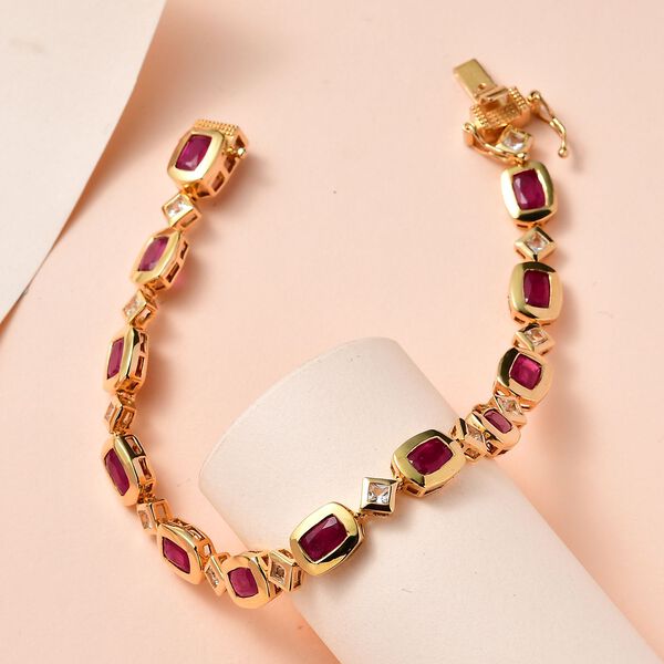 Afrikanisches Rubin und wei&szlig;es Topas-Armband, 19cm - 11,47 ct. image number 2