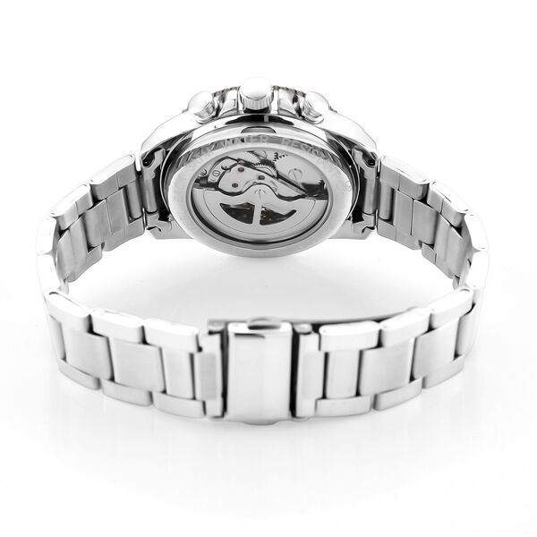 GENOA TIME - Armbanduhr Legierung, Reiner Edelstahl, bicolor, schwarz-goldfarben, Automatik, 3 ATM wasserdicht image number 6