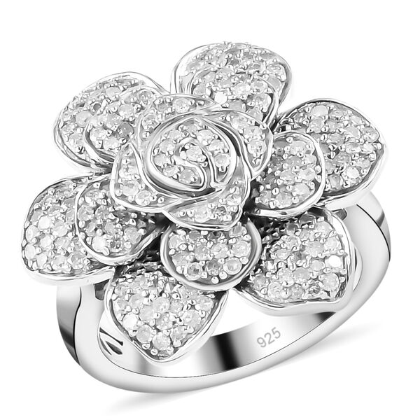 Diamant Rosen Ring 925 Silber platiniert  ca. 1,00 ct image number 4