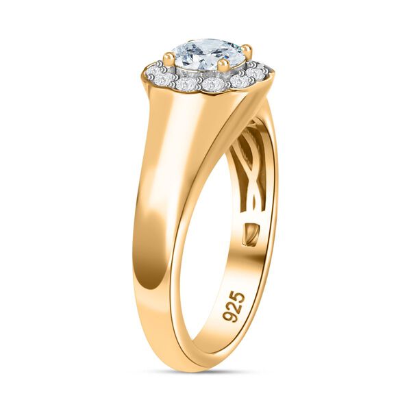 Moissanit Ring, 925 Silber 750 Gelbgold Vermeil - 0,63 ct. image number 5