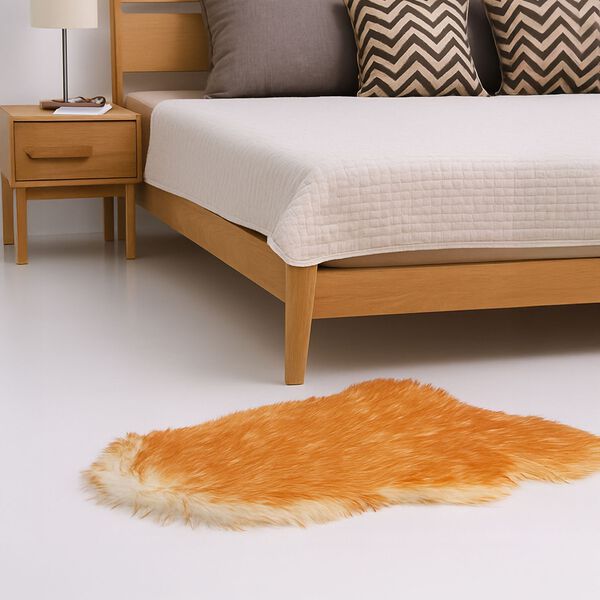 LIVMORE Kunstfell-Teppich im Dip-Dye-Look mit Schaumstoffunterlage, Rundbogenform, 60x100cm, Braun image number 2