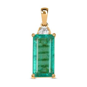 Smaragd Quarz Triplett und Zirkon Anhänger - 4,88 ct.