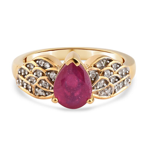 Afrikanischer Rubin und Zirkon Ring 925 Silber vergoldet  ca. 1,82 ct image number 0
