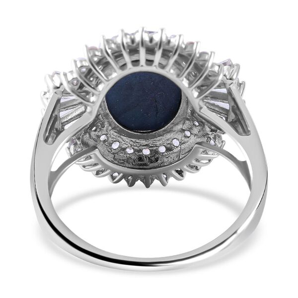 Blauer Sternsaphir und Zirkon-Ring - 7,20 ct. image number 3