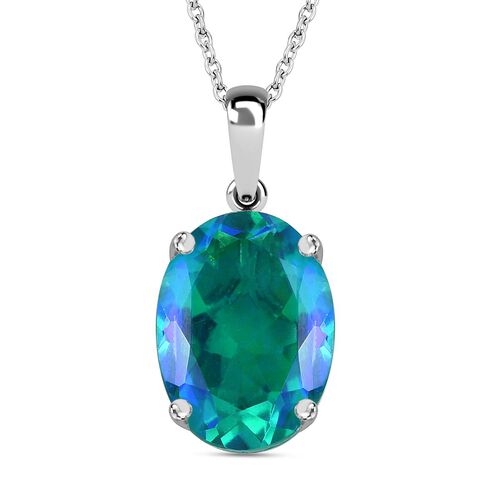 Pfau Quarz Triplette Anhänger mit Kette, 925 Silber rhodiniert, ca. 12.00 ct image number 0