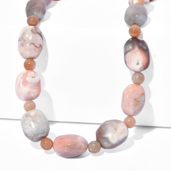 EverTrue Botswana Achat und Pfirsich Mondstein 45cm Halskette - 360 ct.