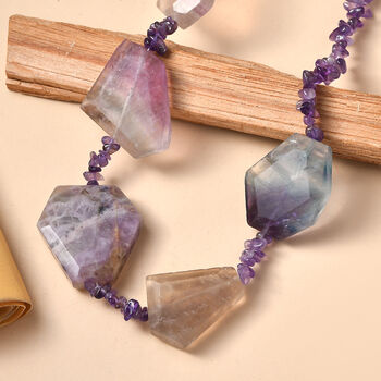 EverTrue Multi Fluorit und Amethyst 45cm Halskette - 275 ct.