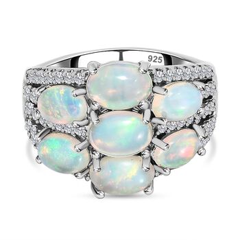 Nat&uuml;rlicher, &auml;thiopischer Welo Opal Ring, 925 Silber platiniert (Gr&ouml;&szlig;e 19.00) ca. 3.44 ct