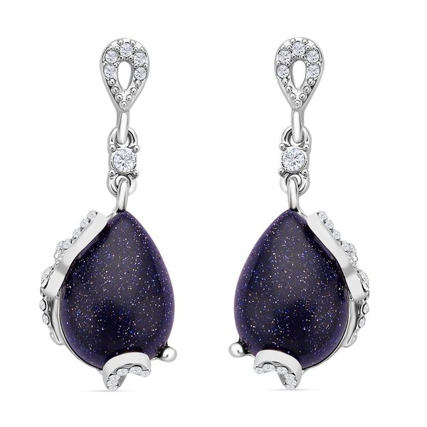 2er Set, Blaue Sandstein Ohrringe und Anhänger mit Kette, ca. 14.00 ct image number 6