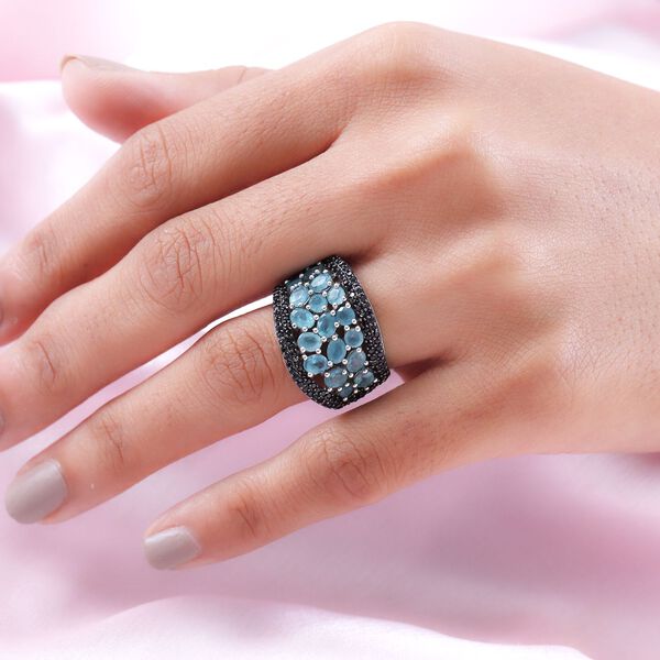 AA Grandidierit und schwarzer Spinell-Cluster-Ring in Silber image number 3