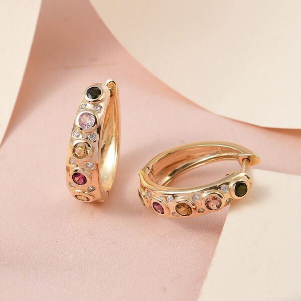 Nat&uuml;rliche, mehrfarbige Turmalin und Zirkon-Creolen - 1,27 ct. image number 2