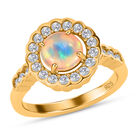 Natürlicher Äthiopischer Opal und Zirkon Halo Ring 925 Silber 585 Vergoldet image number 3