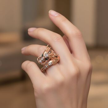 GP Trionfo Kollektion - Kanchanaburi Blauer Saphir, Nat&uuml;rlicher Champagner Diamant Ring 925 Silber 750 Ros&eacute;gold Vermeil (Gr&ouml;&szlig;e 18.00) ca. 0.27 ct