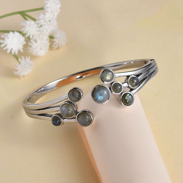 Labradorit Armreif ca. 19 cm Edelstahl ca. 9,02 ct. image number 2