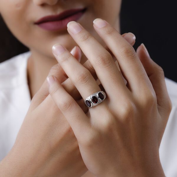 Roter Granat Ring, Messing platiniert (Gr&ouml;&szlig;e 16.00) ca. 2,63 ct image number 3