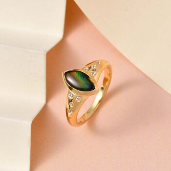 Ammolit und wei&szlig;er Zirkon-Ring - 1,18 ct.