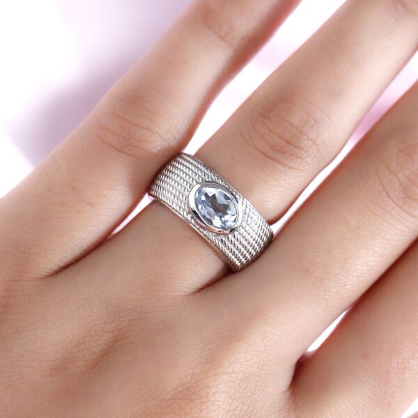 Himmelblauer Topas-Solit&auml;r-Ring in Silberton, 1,42 ct. image number 3