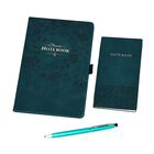 Premium-2er-Set; Notizbuch und Taschentagebuch mit geschnitztem, samtigem Hardcover und Kugelschreiber, Grün
