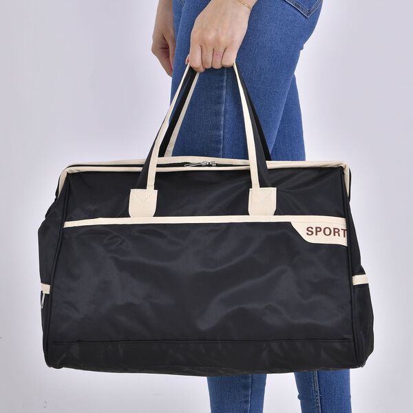 Elegante Nylon-Reisetasche mit Großem Stauraum, Größe: 48 x 22 x 29 cm, Schwarz image number 3