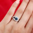 London Blau Topas und Zirkon Halo Ring 925 Silber Platin-Überzug image number 2