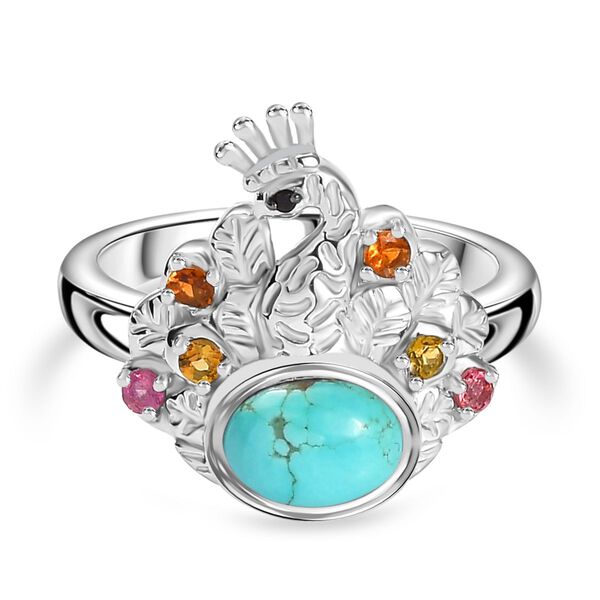 Sierra Nevada T&uuml;rkis, Multi-Turmalin und schwarzer Spinell-Ring - 1,57 ct. image number 0