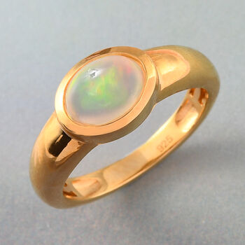 Nat&uuml;rlicher, &auml;thiopischer Opal-Ring, 925 Silber Gelbgold Vermeil  ca. 0,80 ct