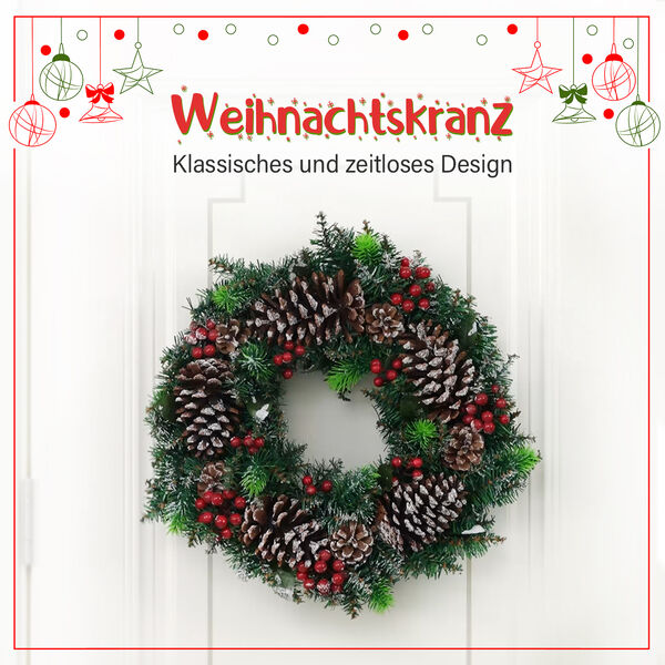 Weihnachtskranz, Weihnachtsdekoration, Durchmesser 45 cm, Gr&uuml;n&nbsp; image number 4