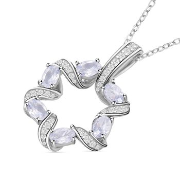 Wei&szlig;er Zirkonia Anh&auml;nger mit Kette im Set, Messing