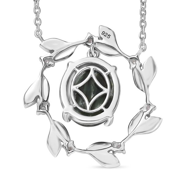 Sibirische Seraphinit und Zirkon Halskette, 45 cm - 4,88 ct. image number 5