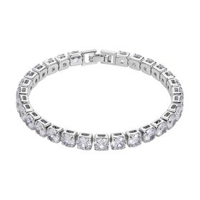 Weißer Zirkonia Armband ca. 19 cm Nickelfreies Messing, Silberfarben