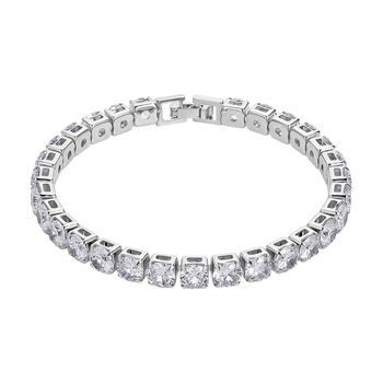 Wei&szlig;er Zirkonia Armband ca. 19 cm Nickelfreies Messing, Silberfarben