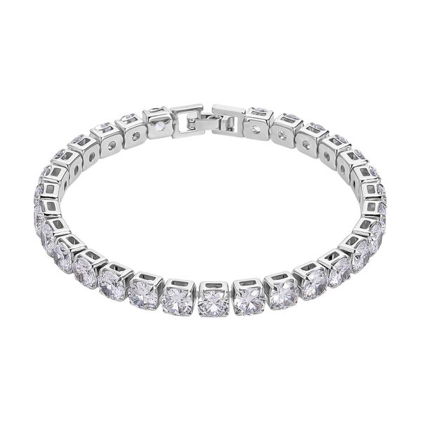 Wei&szlig;er Zirkonia Armband ca. 19 cm Nickelfreies Messing, Silberfarben
