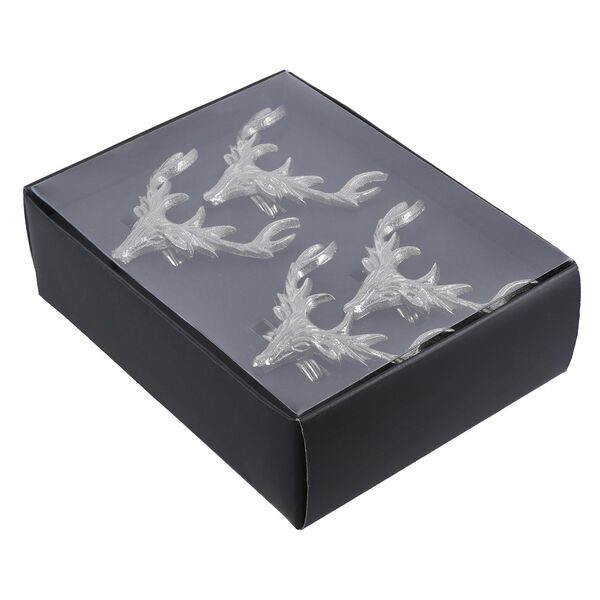 4er Set Rentier Serviettenhalter, 8x6,5cm, silber image number 5