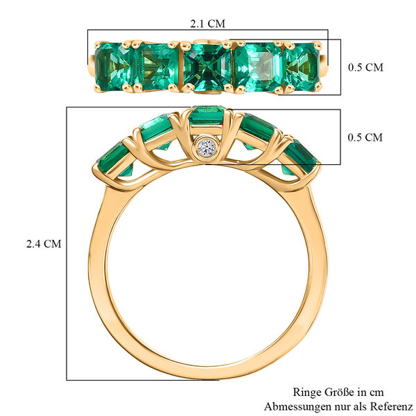 LUXURIANT AAA Labor kolumbianischer Smaragd und Labor Diamant Ring, 925er Silber 750 Gelbgold Vermeil - 1,60 ct. image number 7