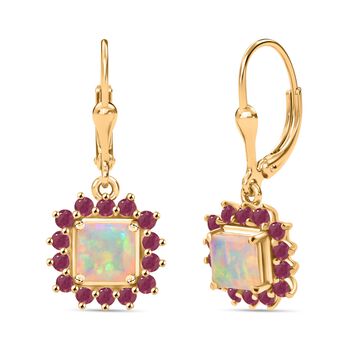 D'Joy Nat&uuml;rliche, &auml;thiopische Welo Opal und Niassa Rubin Ohrringe - 1,34 ct.