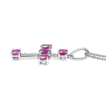 LUXURIANT AAA Labor Rosa Saphir und Moissanit Anh&auml;nger mit 50cm Kette - 1,15 ct.