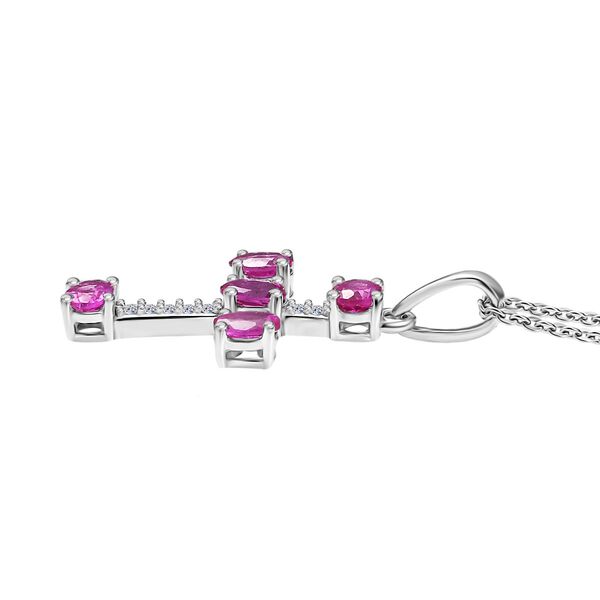 LUXURIANT AAA Labor Rosa Saphir und Moissanit Anhänger mit 50cm Kette - 1,15 ct. image number 4