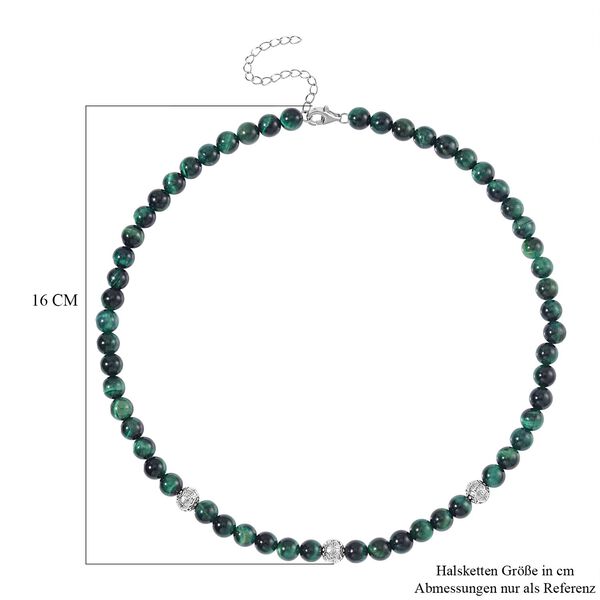 Grüne Tigerauge Halskette ca. 45 cm, 925 Silber rhodiniert, ca. 185.00 ct image number 5