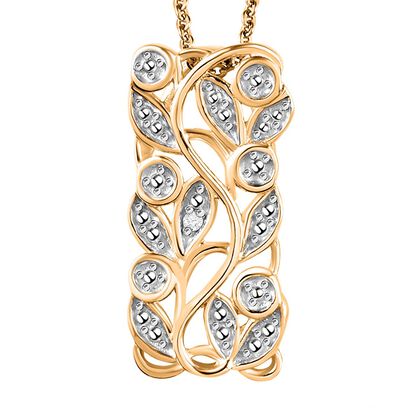 ALLORO vergoldeter Silber-Anhänger mit Diamantakzenten und 50cm Kette