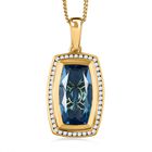 Paraiba Blau Quarz Triplette , wei&szlig;er Zirkon Anh&auml;nger mit Kette, 925 Silber Gelbgold Vermeil ca. 20.32 ct