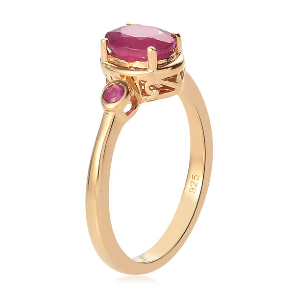 Rubin-Ring, Fissure gefüllt, 925 Silber vergoldet  ca. 1,26 ct image number 5