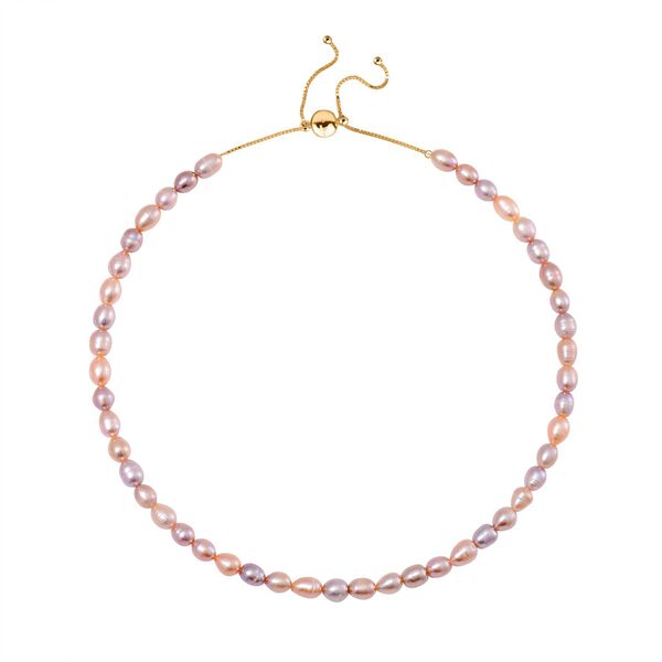 Mehrfarbige S&uuml;&szlig;wasserperlen-Halskette, 45 cm image number 3