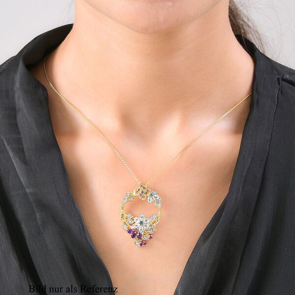 GP Italian Garden Kollektion - Mehrfarbiger Edelstein-Anhänger mit Kette in Silber image number 2