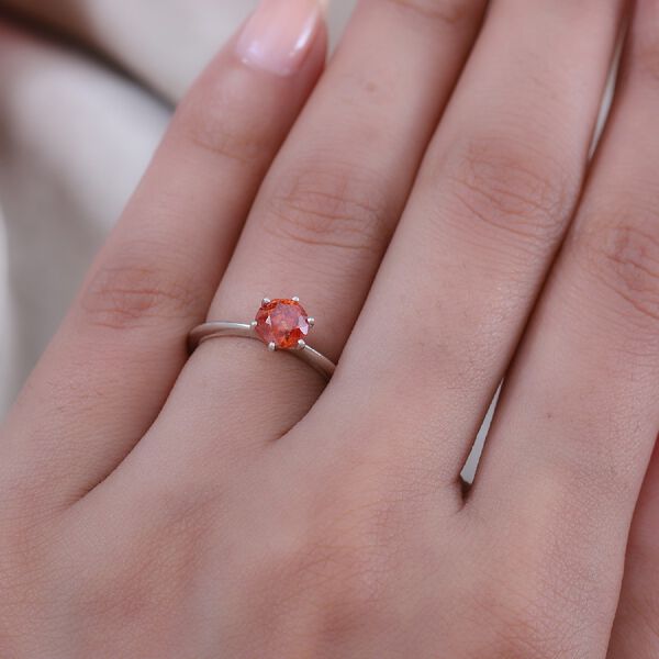 Orange Sphalerit Solit&auml;r Ring 925 Silber Platin-&Uuml;berzug image number 3