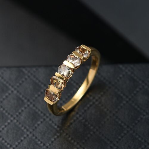 AA Natürlicher goldener Tansanit Ring 925 Silber 750 Gelb Vergoldet (Größe 18.00) ca. 0,80 ct image number 1