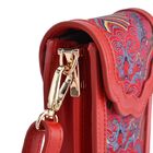 Luxury Edition: Seidenbrokat Handytasche aus echtem Leder und Satin Geschenkbox, RFID, Landschaft Rot image number 5