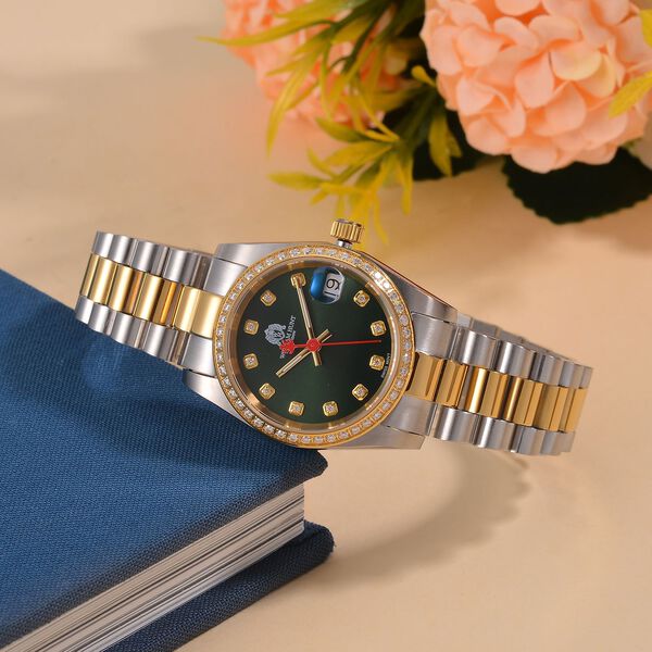 Moissanit Uhren 20 cm Reiner Edelstahl Bicolor image number 2