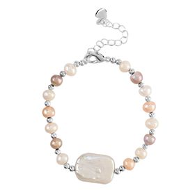 Mehrfarbiges Süßwasserperle 15,85+3,5cm Armband