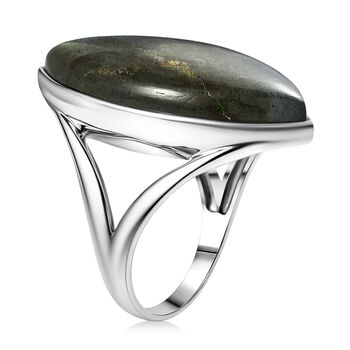 Sajen Silber-Labradorit Ring 925 Silber rhodiniert (Gr&ouml;&szlig;e 19.00) ca. 19.82 ct
